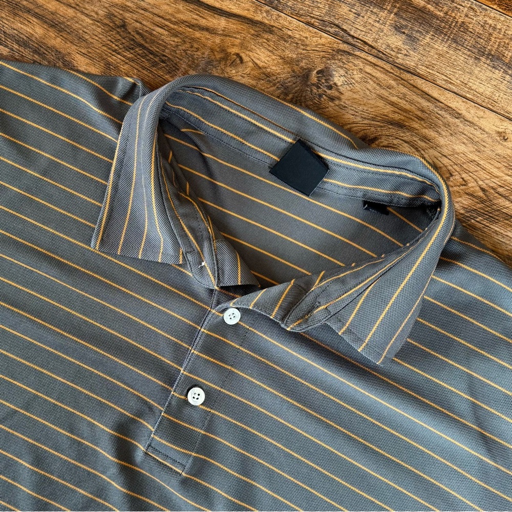 Dunning Golf Performance Polo Gray & Gold Stripe Egypt Valley CC Size XL Classic